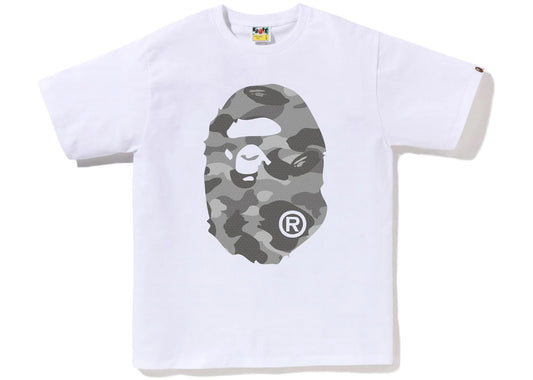 BAPE Honeycomb Camo Big Ape Head Tee White Grey