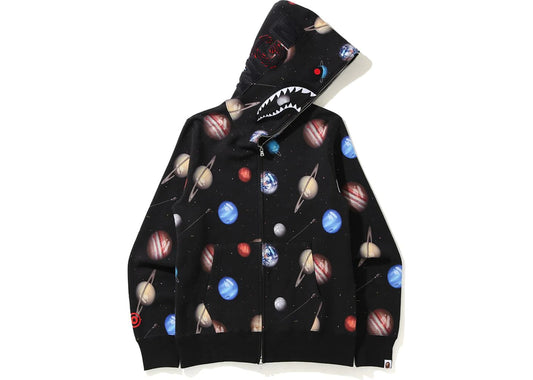 BAPE Galaxy Shark Full Zip Hoodie Black